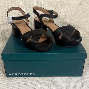 Aerosoles Comfortable Women's Sandal in Black Genuine Leather - New In Box